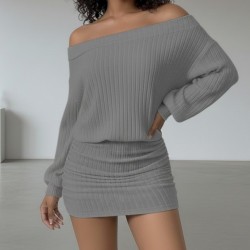 Kadın Uzun Kollu Madonna Yaka Yanlardan Büzgülü şardonlu Kaşkorse Mini Elbise, 30123 Kadın Uzun Kollu Madonna Yaka Yanlardan Büzgülü şardonlu Kaşkorse Mini Elbise, 30123