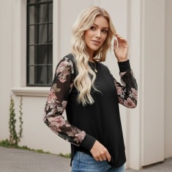 Kadın Uzun Kollu Bisiklet Yakalı Kolun çiçek Desenli Viskon Iki Iplik Bluz, 30122 Kadın Uzun Kollu Bisiklet Yakalı Kolun çiçek Desenli Viskon Iki Iplik Bluz, 30122