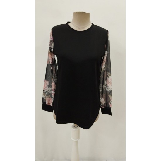 Kadın Uzun Kollu Bisiklet Yakalı Kolun çiçek Desenli Viskon Iki Iplik Bluz, 30122 Kadın Uzun Kollu Bisiklet Yakalı Kolun çiçek Desenli Viskon Iki Iplik Bluz, 30122