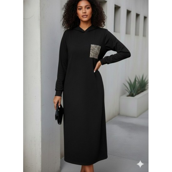 Kadın Uzun Kollu Kapşonlu Cep Detaylı Viskon Iki Iplik Maxi Elbise , 30126 Kadın Uzun Kollu Kapşonlu Cep Detaylı Viskon Iki Iplik Maxi Elbise , 30126