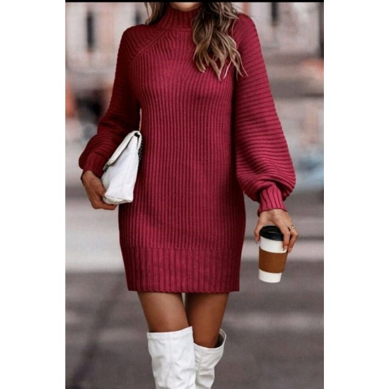 Kadın Uzun Kollu Balıkçı Yaka Mini Triko Elbise , 30139 Kadın Uzun Kollu Balıkçı Yaka Mini Triko Elbise , 30139