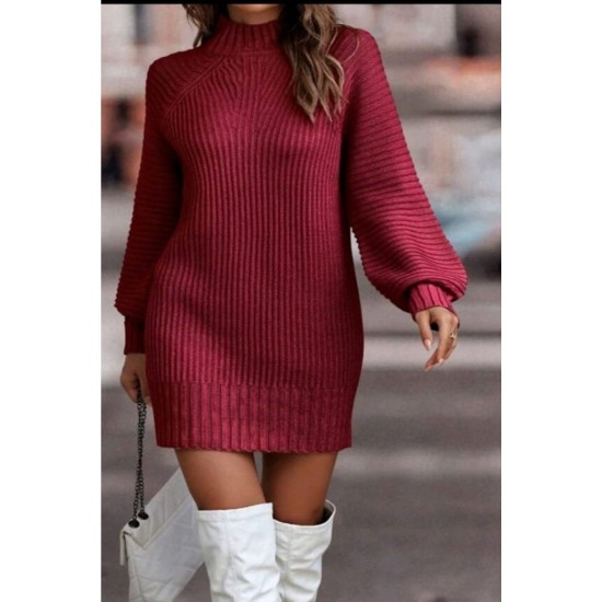 Kadın Uzun Kollu Balıkçı Yaka Mini Triko Elbise , 30139 Kadın Uzun Kollu Balıkçı Yaka Mini Triko Elbise , 30139