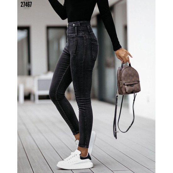 Fermuar Detay Yüksek Kemerli Kot Pantolon, 5634