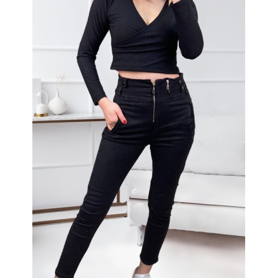 Fermuar Detay Yüksek Kemerli Kot Pantolon, 5634