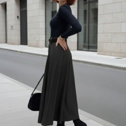 Kadın Yüksek Belli Maxi Deri Kemersiz Etek, 30143 Kadın Yüksek Belli Maxi Deri Kemersiz Etek, 30143