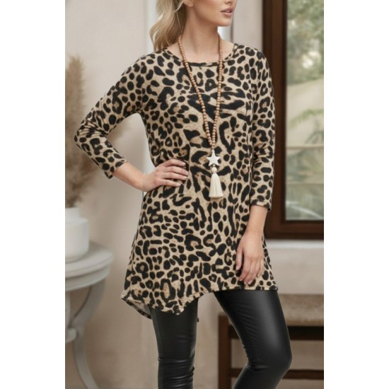 Kadın Uzun Kollu Bisiklet Yaka Leopar Desenli Süprem Bluz, 30152 Kadın Uzun Kollu Bisiklet Yaka Leopar Desenli Süprem Bluz, 30152