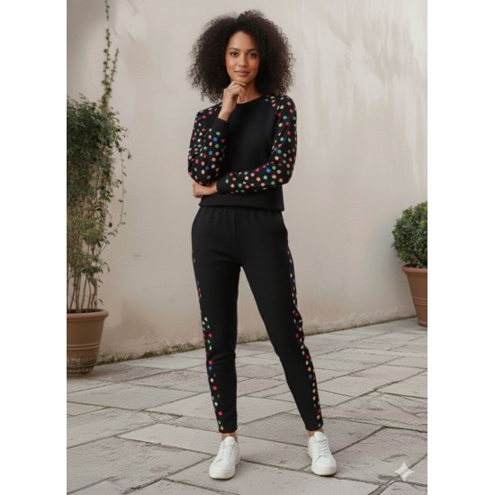 Kadın Uzun Kollu Bisiklet Yaka Desenli Viskon Iki Iplik Bluz Ve Pantolon Ikili Takım , 30167 Kadın Uzun Kollu Bisiklet Yaka Desenli Viskon Iki Iplik Bluz Ve Pantolon Ikili Takım , 30167