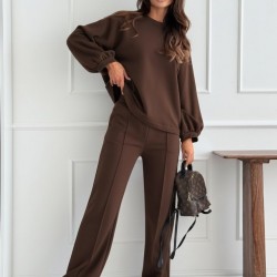 Kadın Uzun Kollu Geniş Kesim Modal Bluz Ve Pantolon Ikili Takım, 30166