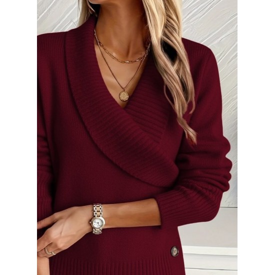 Kadın Uzun Kollu Yakalı Yandan Düğmeli Triko Bluz , 30156 Kadın Uzun Kollu Yakalı Yandan Düğmeli Triko Bluz , 30156