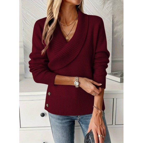 Kadın Uzun Kollu Yakalı Yandan Düğmeli Triko Bluz , 30156 Kadın Uzun Kollu Yakalı Yandan Düğmeli Triko Bluz , 30156