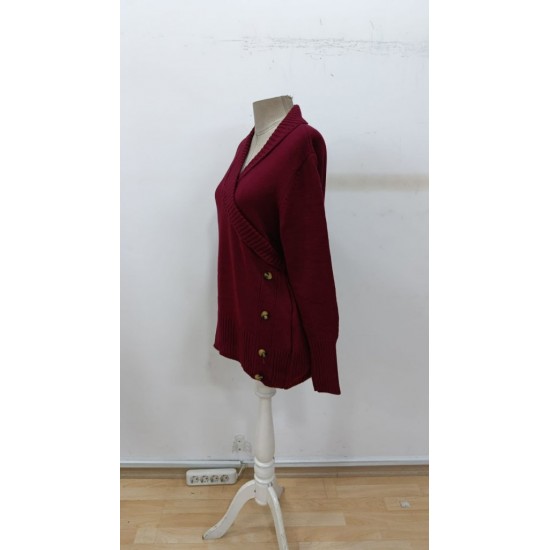 Kadın Uzun Kollu Yakalı Yandan Düğmeli Triko Bluz , 30156 Kadın Uzun Kollu Yakalı Yandan Düğmeli Triko Bluz , 30156