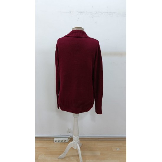 Kadın Uzun Kollu Yakalı Yandan Düğmeli Triko Bluz , 30156 Kadın Uzun Kollu Yakalı Yandan Düğmeli Triko Bluz , 30156