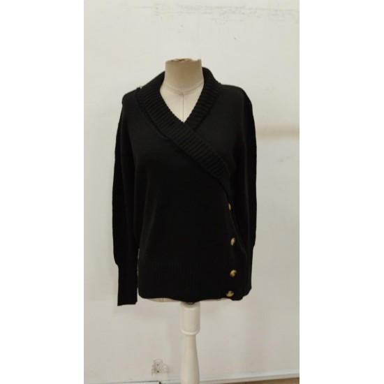 Kadın Uzun Kollu Yakalı Yandan Düğmeli Triko Bluz , 30155 Kadın Uzun Kollu Yakalı Yandan Düğmeli Triko Bluz , 30155