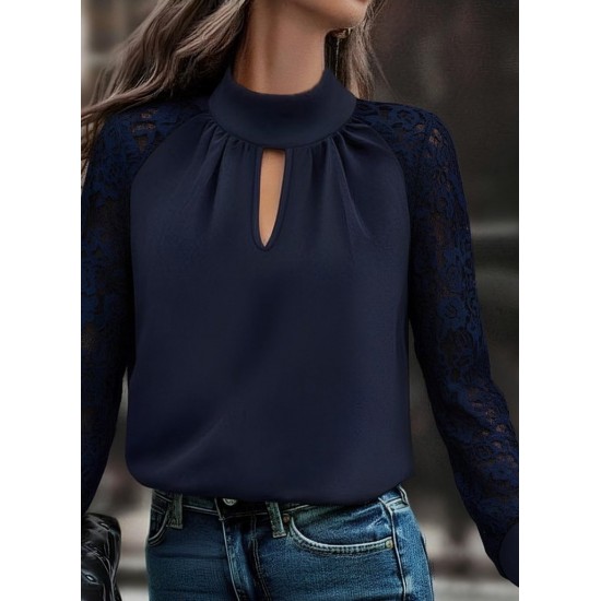 Kadın Uzun Kollu Göğüs Pencere Detay Yaka Boğazlı Kolları Tüllü Sandy Bluz, 30176 Kadın Uzun Kollu Göğüs Pencere Detay Yaka Boğazlı Kolları Tüllü Sandy Bluz, 30176