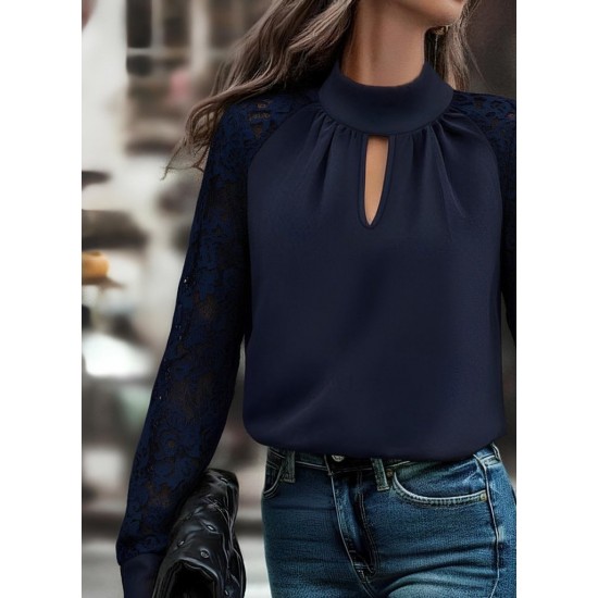 Kadın Uzun Kollu Göğüs Pencere Detay Yaka Boğazlı Kolları Tüllü Sandy Bluz, 30176 Kadın Uzun Kollu Göğüs Pencere Detay Yaka Boğazlı Kolları Tüllü Sandy Bluz, 30176