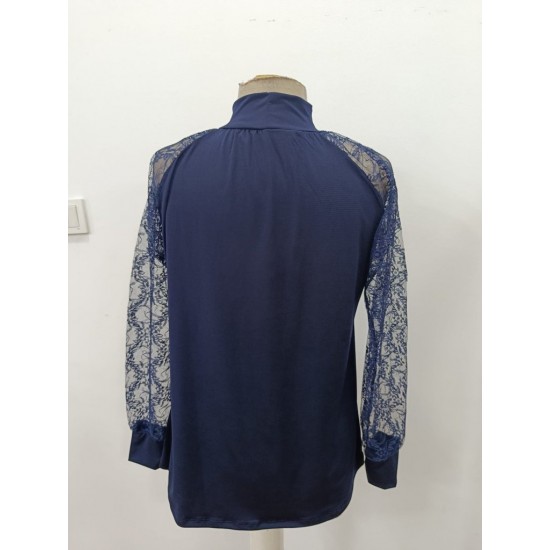 Kadın Uzun Kollu Göğüs Pencere Detay Yaka Boğazlı Kolları Tüllü Sandy Bluz, 30176 Kadın Uzun Kollu Göğüs Pencere Detay Yaka Boğazlı Kolları Tüllü Sandy Bluz, 30176