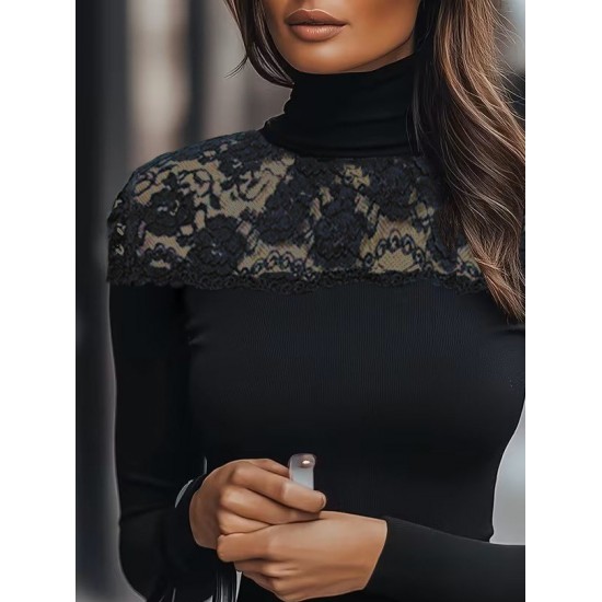 Kadın Uzun Kollu Balıkçı Yaka Dantelli Kaşkorse Bluz , 30182 Kadın Uzun Kollu Balıkçı Yaka Dantelli Kaşkorse Bluz , 30182