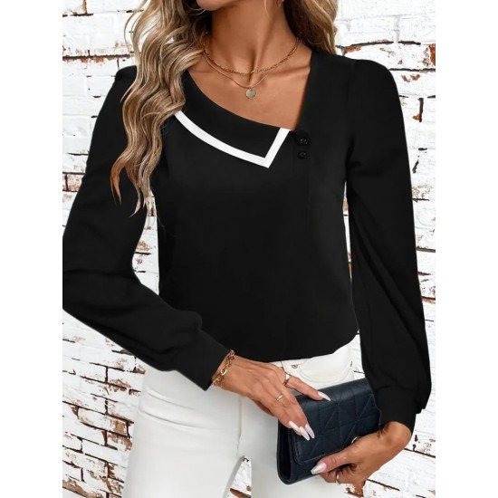 Kadın Uzun Kollu Yaka Detaylı Düğmeli Ithal Krep Bluz , 30204 Kadın Uzun Kollu Yaka Detaylı Düğmeli Ithal Krep Bluz , 30204