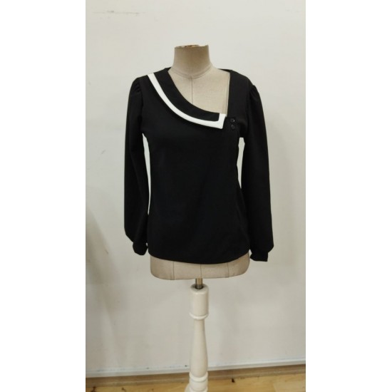 Kadın Uzun Kollu Yaka Detaylı Düğmeli Ithal Krep Bluz , 30204 Kadın Uzun Kollu Yaka Detaylı Düğmeli Ithal Krep Bluz , 30204