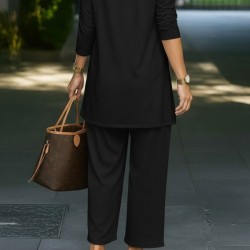 Kadın Uzun Kollu önü Açık Modal Ceket Kolsuz Viskon Iki Iplik Bluz Ve Pantolon üçlü Takım , 30195