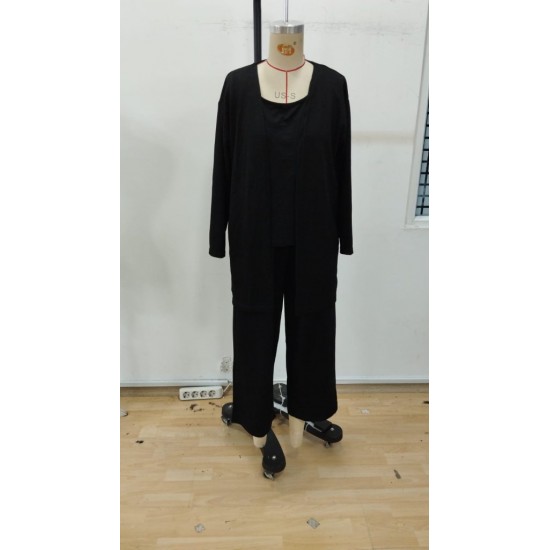 Kadın Uzun Kollu önü Açık Modal Ceket Kolsuz Viskon Iki Iplik Bluz Ve Pantolon üçlü Takım , 30195