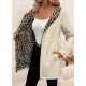 Kadın Uzun Kollu Kapşonlu çift Taraflı Cepli Bağcıklı Fermuarlı Viskon Iki Iplik Leopar Ceket, 30208