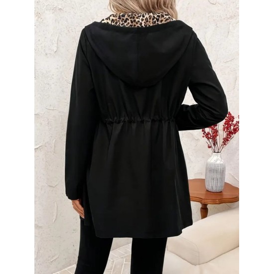 Kadın Uzun Kollu Kapşonlu çift Taraflı Cepli Bağcıklı Fermuarlı Viskon Iki Iplik Ceket, 30207