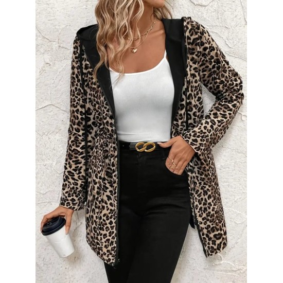 Kadın Uzun Kollu Kapşonlu çift Taraflı Cepli Bağcıklı Fermuarlı Viskon Iki Iplik Ceket, 30207