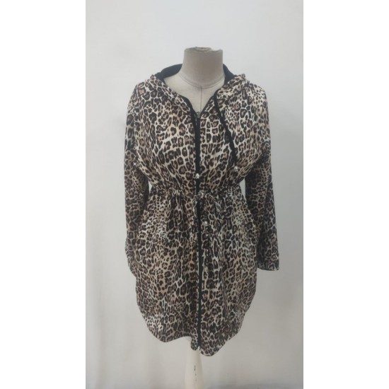 Kadın Uzun Kollu Kapşonlu çift Taraflı Cepli Bağcıklı Fermuarlı Viskon Iki Iplik Ceket, 30207