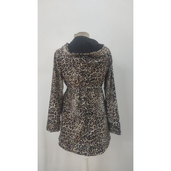 Kadın Uzun Kollu Kapşonlu çift Taraflı Cepli Bağcıklı Fermuarlı Viskon Iki Iplik Ceket, 30207