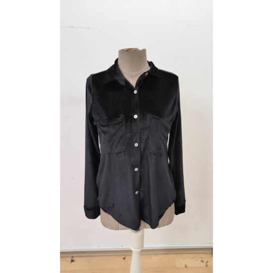 Kadın Uzun Kollu Yakalı önden Düğmeli Cep Detaylı Kadife Gömlek , 30209 Kadın Uzun Kollu Yakalı önden Düğmeli Cep Detaylı Kadife Gömlek , 30209