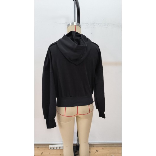 Kadın Uzun Kollu Kapşonlu Fermuarlı önden Cep Detaylı şardonlu Iki Iplik Ceket, 30217