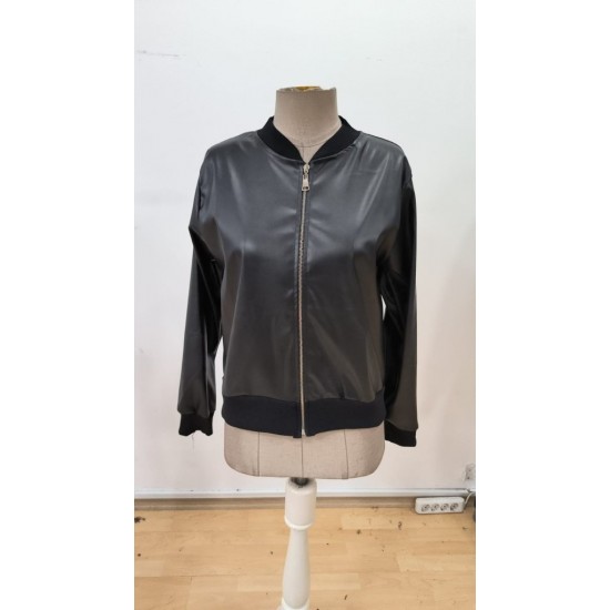 Kadın Uzun Kollu önden Fermuarlı Deri Kısa Ceket, 30218