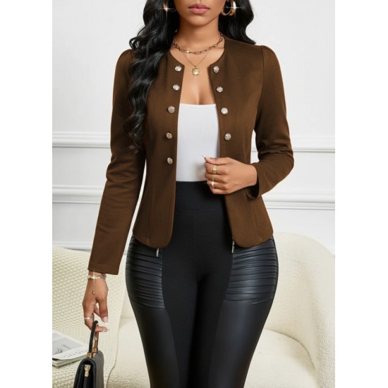 Kadın Uzun Kollu önü Açık Düğmeli Kısa Süet Ceket , 30225