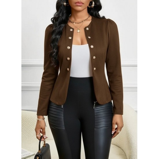 Kadın Uzun Kollu önü Açık Düğmeli Kısa Süet Ceket , 30225