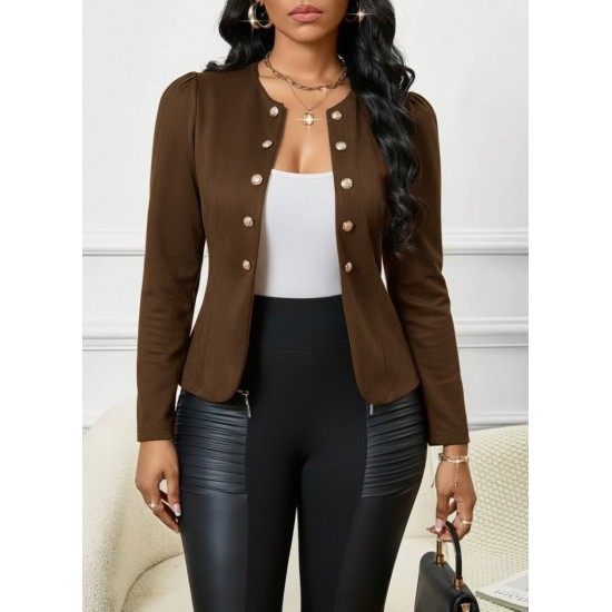 Kadın Uzun Kollu önü Açık Düğmeli Kısa Süet Ceket , 30225