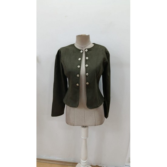 Kadın Uzun Kollu önü Açık Düğmeli Kısa Süet Ceket , 30224