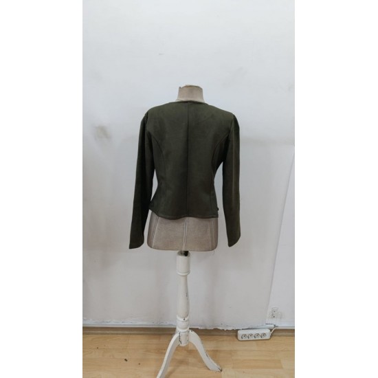 Kadın Uzun Kollu önü Açık Düğmeli Kısa Süet Ceket , 30224