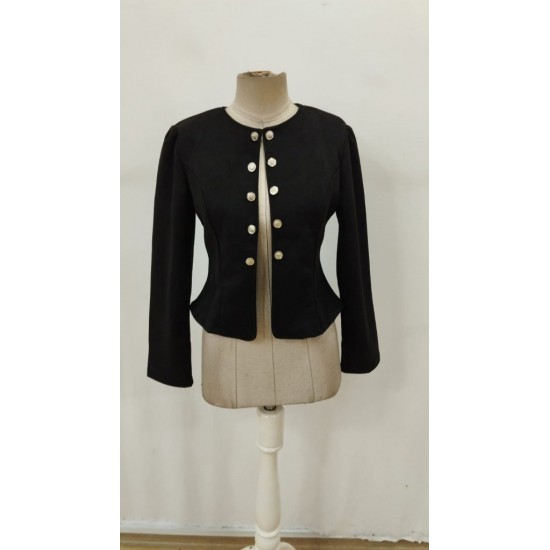 Kadın Uzun Kollu önü Açık Düğmeli Kısa Süet Ceket , 30223