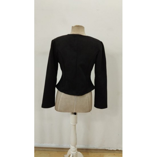 Kadın Uzun Kollu önü Açık Düğmeli Kısa Süet Ceket , 30223