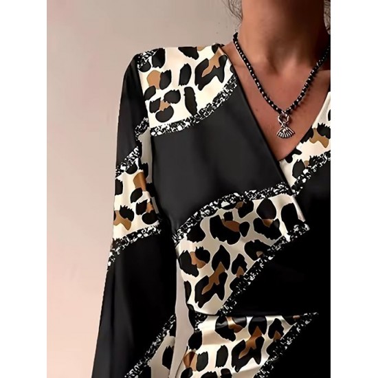 Kadın Uzun Kollu Kruvaze Yakalı Asimetrik Detaylı Mini Modal Elbise, 30222