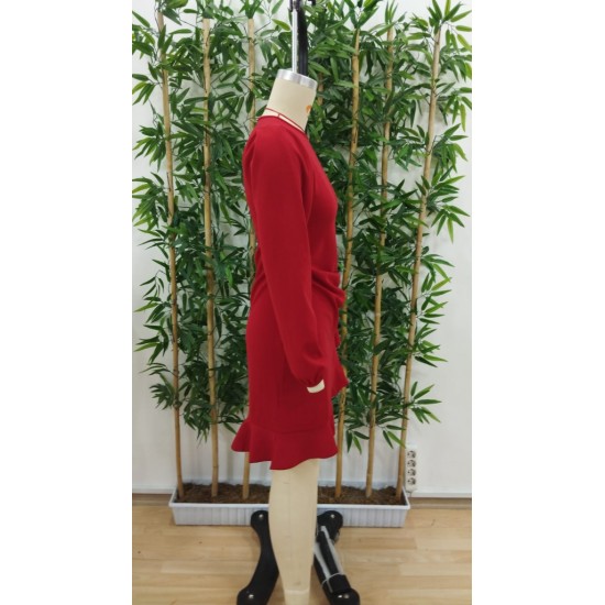 Kadın Uzun Kollu Bisiklet Yaka önden Volanlı Ithal Krep Elbise , 29473 Kadın Uzun Kollu Bisiklet Yaka önden Volanlı Ithal Krep Elbise , 29473