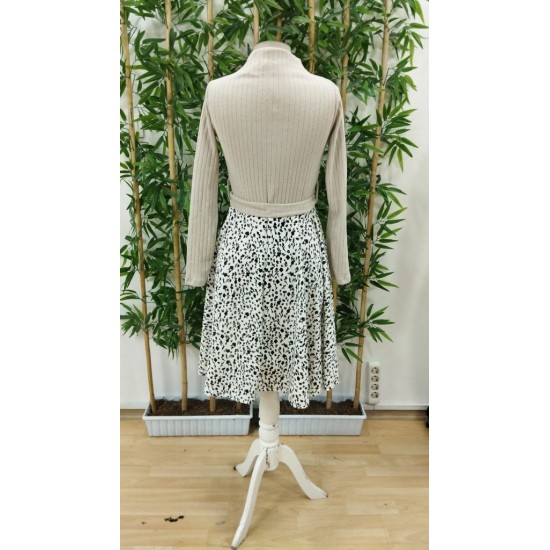 Kadın Uzun Kollu Balıkçı Yaka Belden Bağlamalı üst Kaşkorse Eteği Dalgıç Kısa Elbise , 30232