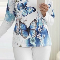 Kadın Uzun Kollu Bisiklet Yaka Kelebek Desenli Süprem Alt üst Takım, 30231 Kadın Uzun Kollu Bisiklet Yaka Kelebek Desenli Süprem Alt üst Takım, 30231