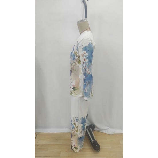 Kadın Uzun Kollu Bisiklet Yaka Kelebek Desenli Süprem Alt üst Takım, 30231