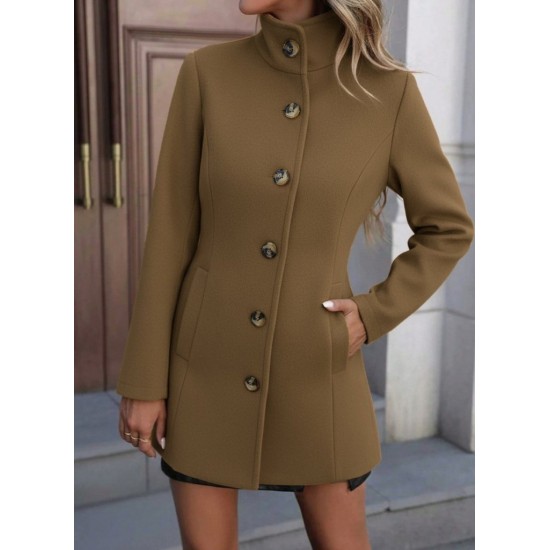 Kadın Uzun Kollu Yakalı önden Düğmeli Astarsız Ithal Kaşe Kahve Kaban, 30238 Kadın Uzun Kollu Yakalı önden Düğmeli Astarsız Ithal Kaşe Kahve Kaban, 30238