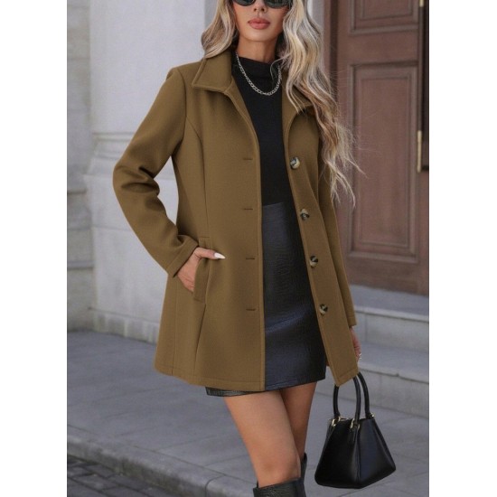 Kadın Uzun Kollu Yakalı önden Düğmeli Astarsız Ithal Kaşe Kahve Kaban, 30238 Kadın Uzun Kollu Yakalı önden Düğmeli Astarsız Ithal Kaşe Kahve Kaban, 30238