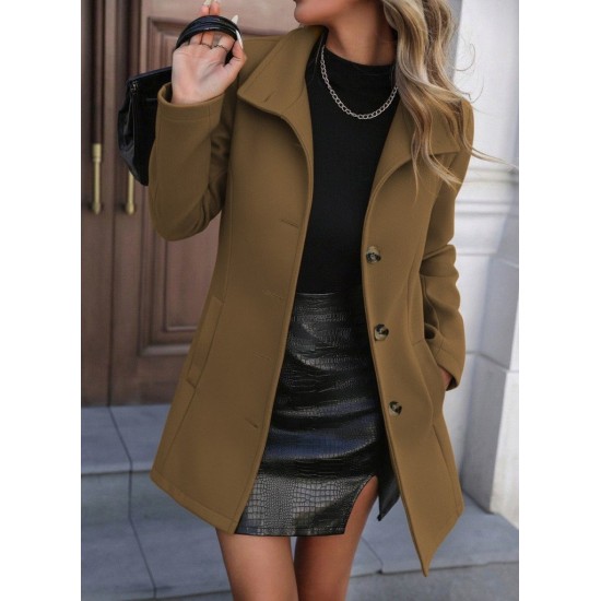 Kadın Uzun Kollu Yakalı önden Düğmeli Astarsız Ithal Kaşe Kahve Kaban, 30238 Kadın Uzun Kollu Yakalı önden Düğmeli Astarsız Ithal Kaşe Kahve Kaban, 30238