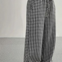 Kadın Yüksek Bel Lastikli Bağcıklı Geniş Kesim Kazayağı Dalgıç Pantolon, 30255 Kadın Yüksek Bel Lastikli Bağcıklı Geniş Kesim Kazayağı Dalgıç Pantolon, 30255