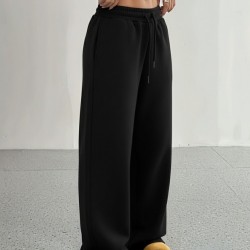 Kadın Yüksek Bel Lastikli Bağcıklı Geniş Kesim Dalgıç Pantolon, 30254 Kadın Yüksek Bel Lastikli Bağcıklı Geniş Kesim Dalgıç Pantolon, 30254